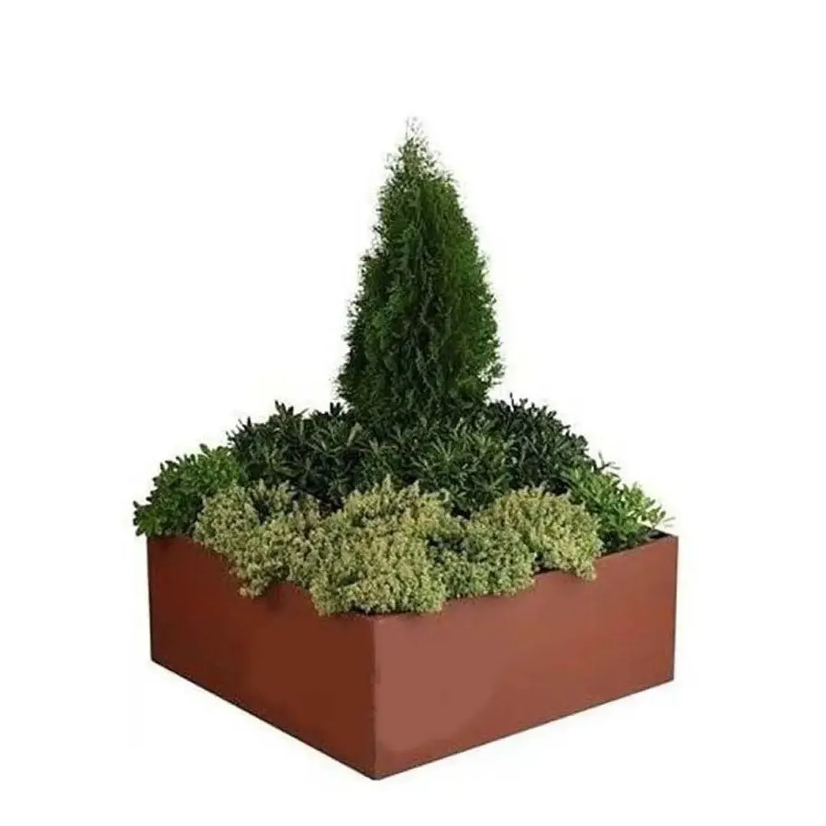 Jardinera-acero-corten-cubo-bajo-Versatilidad-diferentes-tamaños