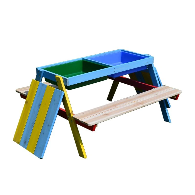 Mesa-picnic-infantil-madera-arenero-Juego-diversión-exterior